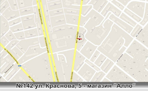 Билборд B в Одессе, 3x6 (gusak)  0142 ул.Краснова,5 - маг." АЛЛО", на Трибуни Героїв пл. (Толбухіна пл.) схема