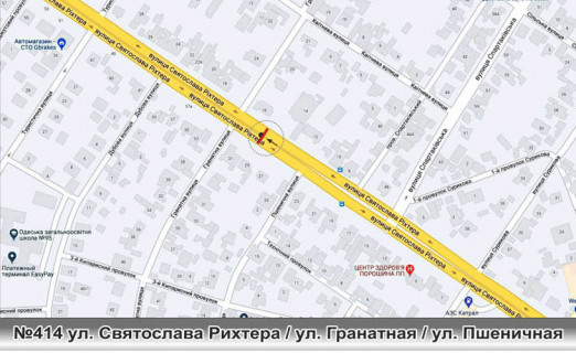 Билборд + в Одессе 0414L Ріхтера Святослава вул. (Щорса) \ ул.Гранатная от пл.Независимости к Малішевського вул. (Гастелло) схема