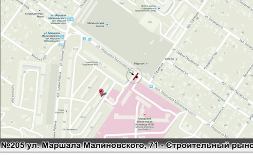 Billboard A in Odessa, 3x6 (gusak)  No205 st.Malinovskogo - stroitel'nyj rynok scheme