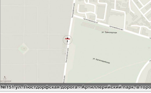 Билборд B в Одессе, 3x6  0151 ул.Люстдорфская дорога - Артиллерийский парк в город ст.А флажок схема