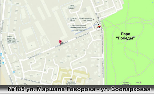 Билборд A в Одессе, 3х6  №185 вул. Маршала Говорова / вул. Зоопаркова (вул. Добровольців) схема