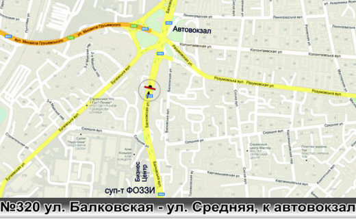 Билборд + в Одессе 0320L ул Балковская - Олександра Свіща вул. (Середня), перед мостом,Автовокзал схема