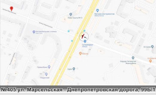 Билборд A в Одессе, 3х6  0405 ул. Марсельская - Палія Семена вул. (Дніпропетровська дор.),99Б\15 схема