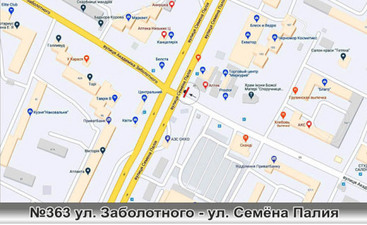 Билборд A в Одессе, 3х6  №363 ул. Заболотного - Днепр. Дор. ТЦ СЕМЬЯ,суп-т Сильпо, Эльдорадо схема