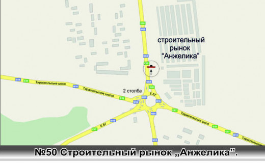 Білборд, Бігборд (Борд)  A у , Авангард (Авангард), 3х6  №50 вул. Об'їзна дорога, будівельний ринок «Анжеліка» схема
