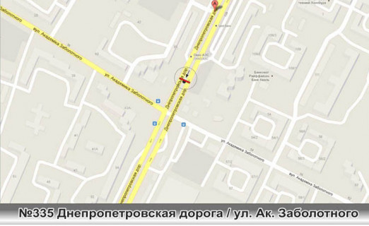 Билборд A в Одессе, 3x6  №335 лев Палія Семена вул. (Дніпропетровська дор.) - Заболотного в город схема