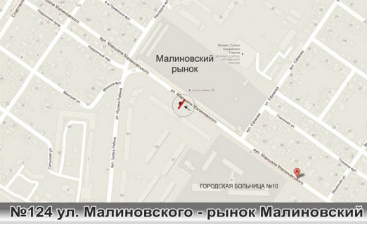 Билборд B в Одессе, 3х6  0124 ул Малиновского - напротив строительного рынка схема