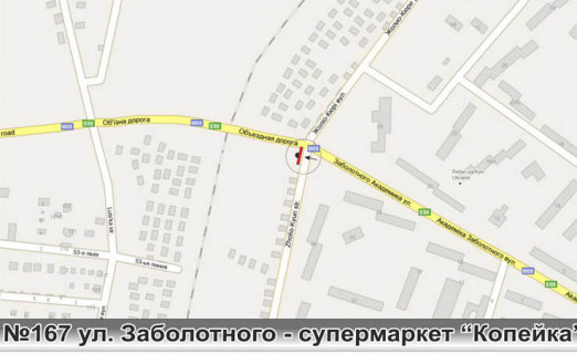 Billboard B in Odessa, 3х6  No167 Zabolotnogo- supermarket kopejka stB scheme