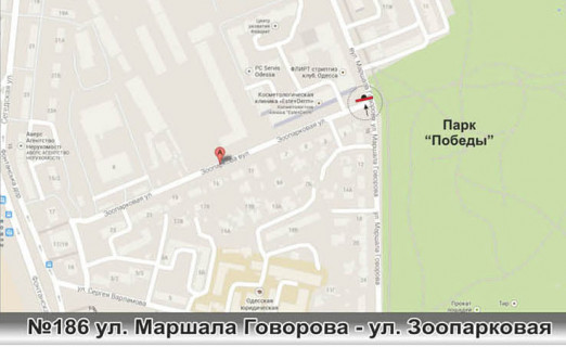 Билборд B в Одессе, 3х6  №185 вул. Маршала Говорова / вул. Зоопаркова (вул. Добровольців) схема