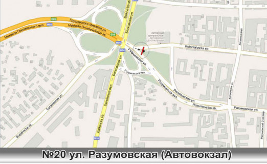 Билборд B в Одессе, 3х6  0020 ул. Разумовская - автовокзал в город схема