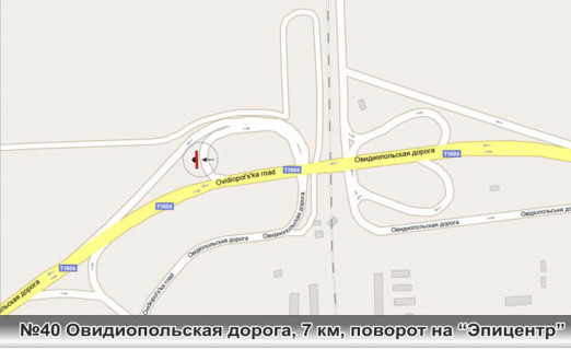 Билборд A в Одессе, 3х6  0040 ул.Овидиопольская дорога 7 км (4) ст А перед поворотом схема