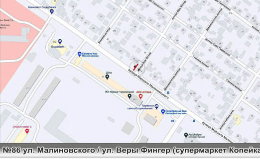 Billboard A in Odessa, 3х6  No86 st.Malinovskogo Gajdara supermarket Kopejka st A scheme