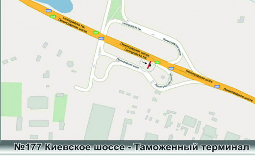 Билборд A в Одессе, 3х6  0177 Київське шосе (Ленінградське шосе) р-он Мерседес Центра в город ст А схема