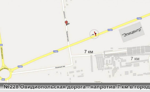 Billboard B in Odessa, 3x6 (gusak)  No228 Ovidiopol'skaa doroga 7 km 9+750 naprotiv 7km st B v gorod scheme