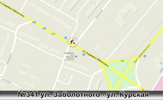 Билборд A в Одессе, 3х6  №341 вул. Академіка Заболотного, 2 / вул. Курська (вул. Академіка Заболотного, 2 / вул. Бахмутська) схема