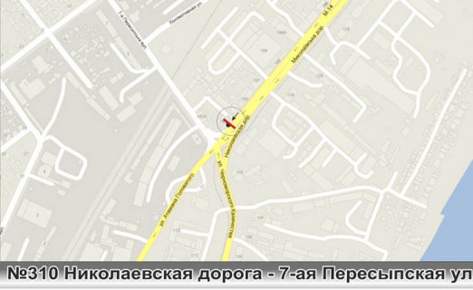 Билборд A в Одессе, 3x6 (gusak)  0310 Николаевская дорога - 7-я Пересыпская в город схема