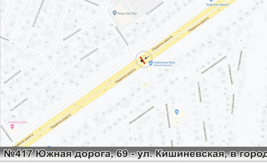 Билборд + в Одессе 0417L Южная дорога,69 - Кишиневская в город схема