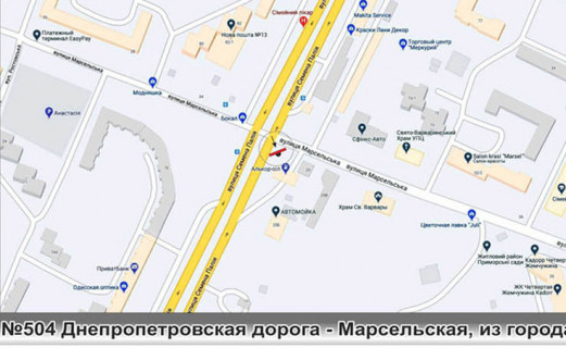 Билборд + в Одессе 0504L Палія Семена вул. (Дніпропетровська дор.) - Марсельская в город схема