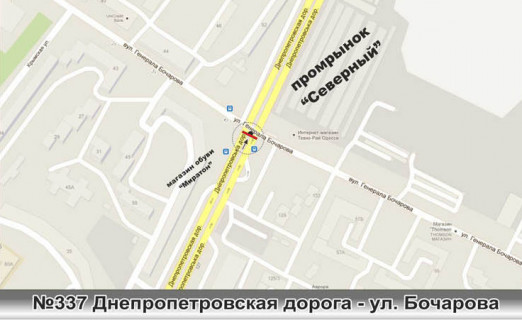Білборд, Бігборд (Борд)  A у Одесі, 3х6  №337 Палія Семена вул. (Дніпропетровська дор.) – Владислава Бувалкіна вул. (Генерала Бочарова) роздільник на сел. Котовського на перехресті схема