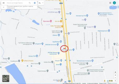 Білборд, Бігборд (Борд)  A у Києві, 6х3 м  с. Петропавлівська Борщагівка, Велика Кільцева дорога, км 1+850 праворуч - №8 (вул. Петропавлівська, 10 (біля виїзду з АЗС  «Лукойл»)) схема