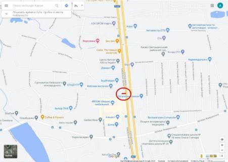 Билборд A в Петропавловской Борщаговке, 6х3 м  с. Петропавлівська Борщагівка, Велика Кільцева дорога, км 1+850 праворуч - №8 (вул. Петропавлівська, 10 (біля виїзду з АЗС  «Лукойл»)) схема