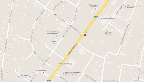 Билборд A в Софиевской Борщаговке, 3x6  вул. Киевська, Сільпо, АВТОЗАЗ, в Київ схема