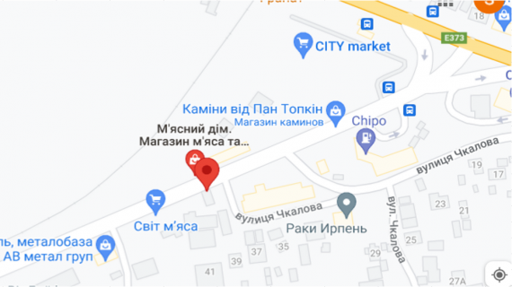 Billboard B in Irpin, 3x6  st.Ckalova, M'asnij dim, v`izd v misto z Varsavs'koi tras, scheme
