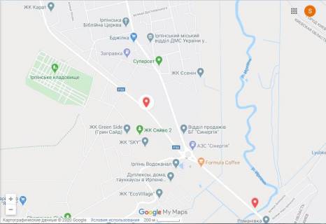 Билборд B в Ирпене, 3х6  Ул. Университетская, направление на Новую трассу схема