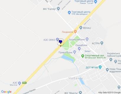 Билборд B в Чабаны, 3х6  а/д М-05 Киев-Одесса , напротив АЗС "ОККО" схема