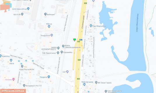 Білборд, Бігборд (Борд)  B у Києві Столичне шосе 07 - розв'язка з просп. Науки з боку просп. Заболотного, направл. в центр, до Південного мосту схема