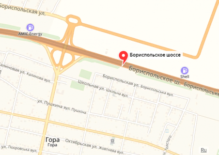 Билборд B в Киеве Бориспольское шоссе (15км), остановка с. Гора  схема