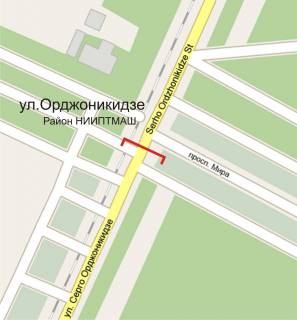 Билборд A в Краматорске, 6м*3м  ул. Орджоникидзе, р-н здания № 10 (НИИПТМАШ) схема