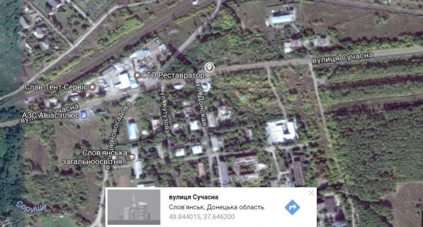 Білборд, Бігборд (Борд)  A у Слов'янську, 3х6  перехрестя вул. Сучасна/вул. Новосадова схема
