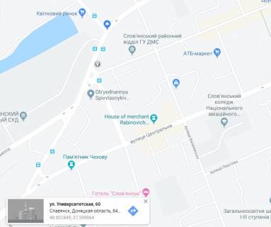 Билборд A в Славянске, 2,9х5,9  вул.Університетська, 60 (р-н САТУ) схема