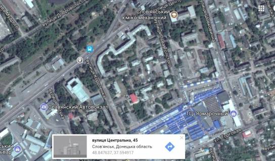 Билборд A в Славянске, 3x6  вул. Центральна (автовокзал) схема