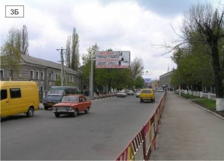 Билборд B в Подольск (Котовск (Подольск)), 3x6  вул. Соборна  , перпендикулярно напрямку руху , перед в"іздом в  будівлю №105 навпроти ЗОШ №5 фото 1