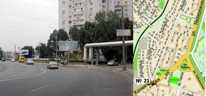 Билборд A в Днепр (Днепропетровск), 3х6  низ ул.Космическая - "АТБ","HONDA", на Наб. Победы (2-ух стор.) ст. А фото 1