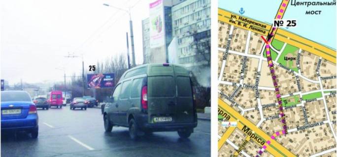 Билборд A в Днепр (Днепропетровск), 3х6  съезд с Центрального моста на ул. Князя Володимира Великого (Плеханова) (МОСТ СИТИ) фото 1