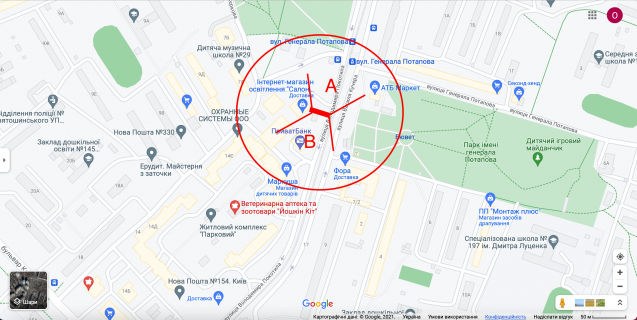 Билборд B в Киеве вул. Покотила (Картвелішвілі), 6 (03-0629-01) в напрямку від Миколи Руденка бульвар (Кольцова бульвар) схема