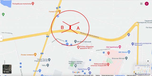 Билборд B в Киеве Велика Кільцева дорога (03-1392-01) (навпроти Кондратюка 3) в напрямку Вишгорода схема