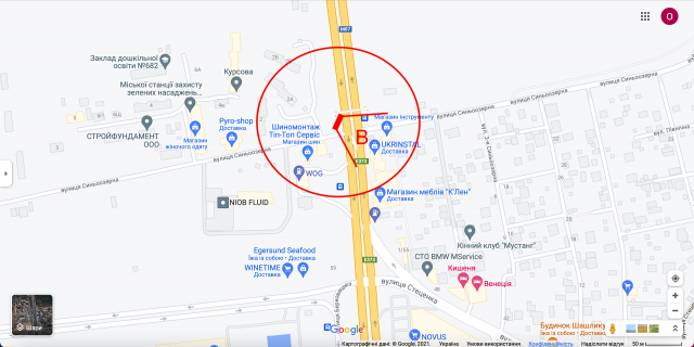 Билборд A в Киеве вул. Міська/ Синьоозерна, 2а (04-0585-01) в напрямку Гостомеля схема