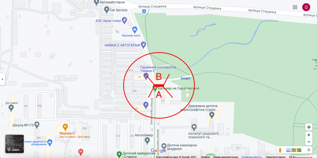 Билборд B в Киеве бульвар Павла Вірського. (кол. Саратовська вул.), 61 (03-085-01) в напярмку від вул. Стеценка схема