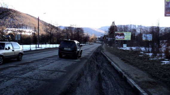 Билборд A в Яремче, 3x6  Траса Н-09 Мукачево-Львів, в`їзд у місто зі сторони Івано-Фр, АЗС ОККО, напрямок руху на Буковель фото 1