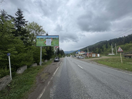 Билборд B в Микуличине, 3x6  Траса Н-09 Мукачево-Львів, колиба Гостинна Хата, 200 м перед газовою заправкою Калан, 500 м перед АЗС УкрНафта, броварня Карпатське, напрямок руху на Буковель фото 1