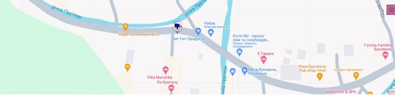 Билборд B в Буковеле, 3x6  Траса Н-09 Мукачево-Львів, дорога на Буковель (с.Поляниця), вілла Влад, Леку, Моришка 1 900 м до Буковеля, напрямок руху на Буковель схема