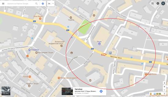 Брандмауэр B в Луцке Луцьк, пр-т Волі, 5 Брендмауер розміром: 9х7,5м ЦУМ схема