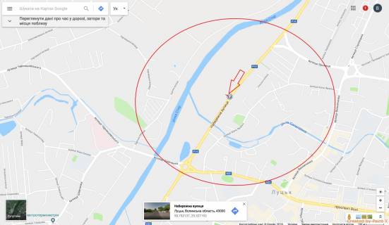 Билборд A в Луцке, 3х6  вул. Набережна, АЗС, автомийка, до Нової лінії А ст схема