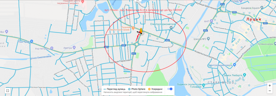 Билборд B в Луцке, 3х6  вул. Глінки - вул. Ковельська Б ст в напрямку до центру схема