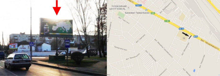 Билборд A в Ковеле, 3х6  м. Ковель, перехрестя вул.Незалежності 57 - вул. Мечнікова А ст фото 1