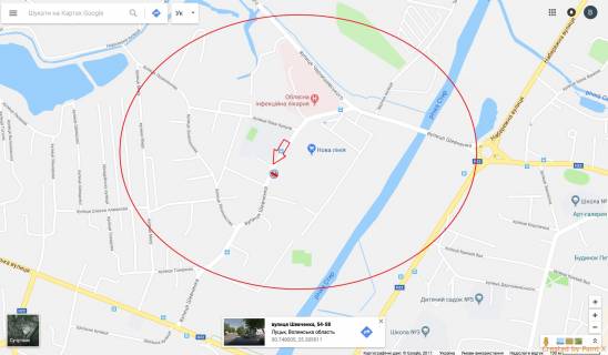 Билборд B в Луцке, 3х6  вул. Шевченка,15 (супермаркет "Нова Лінія) схема